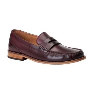 Base London Mens Garfield Leather Penny Loafers / Bordo